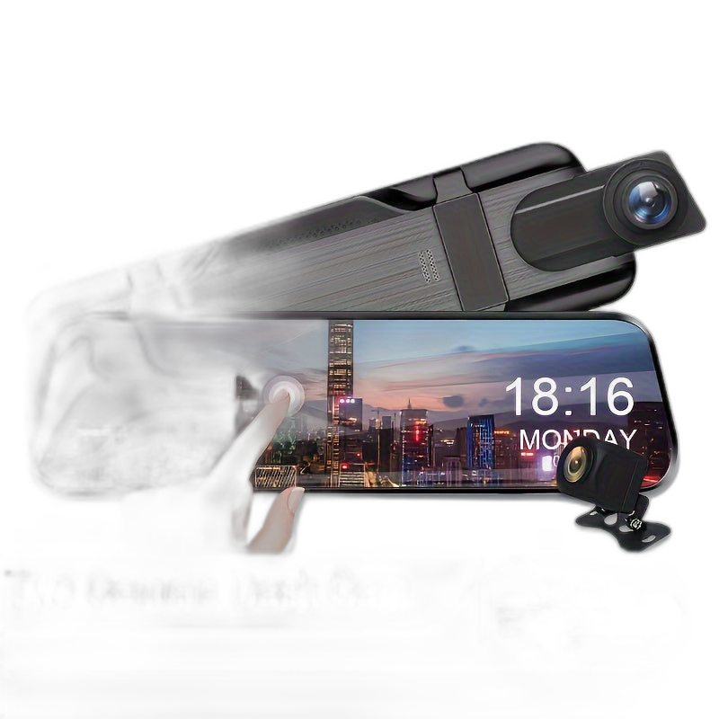 1080p Car Dash Cam Mirror مع شاشة تعمل باللمس والكاميرات المزدوجة