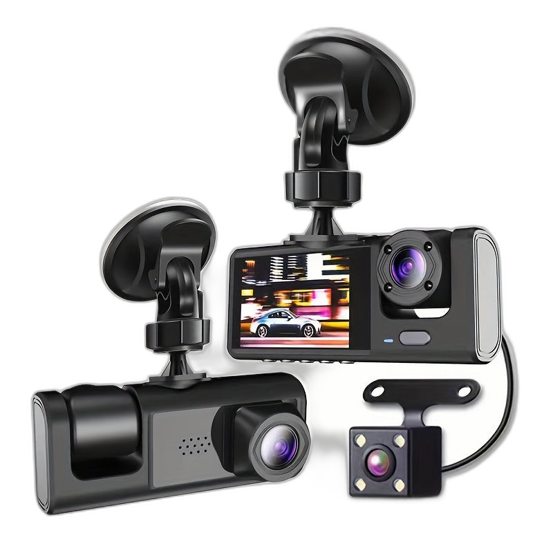 3 Channel Dash Cam with Night Vision and Loop Recording-VKR6