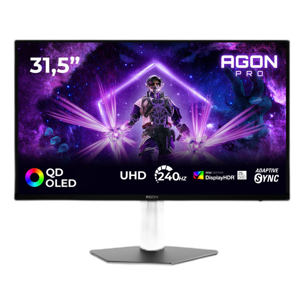 ايه أو سي شاشة الألعاب AG326UZD بحجم 32 بوصة، دقة 4K UHD، بتردد 240 هرتز، وزمن استجابة 0.03 مللي ثانية، ومنفذ HDMI 2.1، وتقنية QD