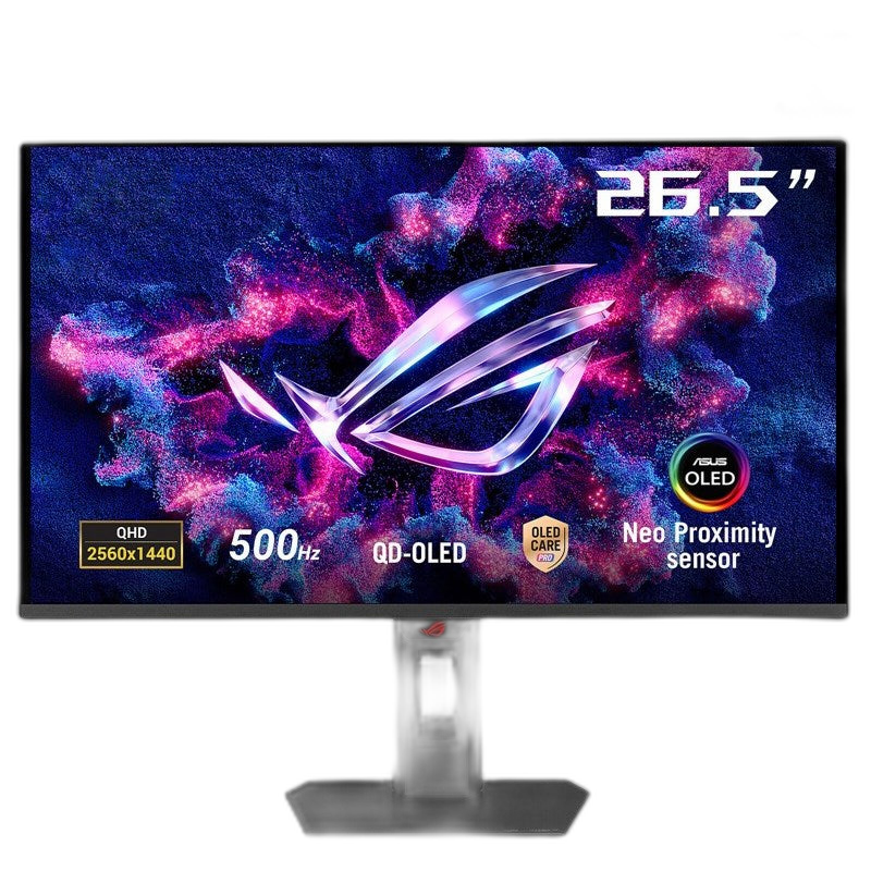 اسوس شاشة الألعاب ستريكس أوليد XG27AQDPG، مقاس 27 بوصة، بدقة كيو إتش دي كيو دي-أوليد، ومعدل تحديث 500 هرتز، وزمن استجابة 0.03 مللي ثانية، ومنفذ إتش دي إم آي 2.1