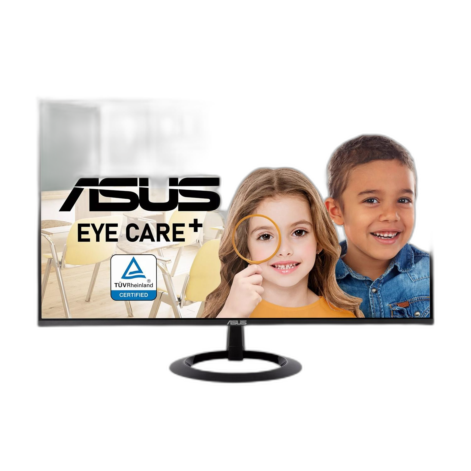 شاشة ASUS VZ24EHF مقاس 24 بوصة IPS، معدل تحديث 100 هرتز، وقت استجابة 1 مللي ثانية، EyeCare+، قابلة للتثبيت على الحائط، فائقة النحافة