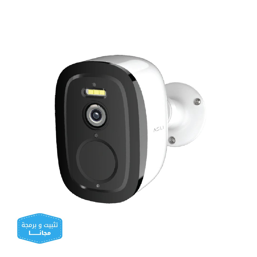 كاميرا مراقبة Asli Global EVOCAM - دقة 4MP - عدسة HD مقاس 3.6 مم - رؤية ليلية بالأشعة تحت الحمراء حتى 10 متر - بطارية 5200mAh - Tuya Smart - متوافقة مع Google Assistant وAlexa