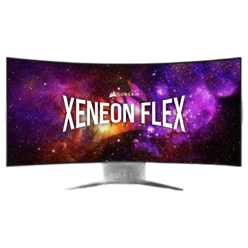 شاشة ألعاب كورسير زينيون فليكس القابلة للانحناء، حجم 45 بوصة OLED / زمن استجابة 0.03 مللي ثانية / تردد 240 هرتز / إتش دي إم آي 2.1 / ديسبلاي بورت 1.4 / يو إس بي سي