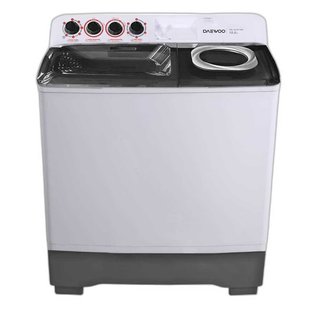 غسالة ذات حوضين من دايو، سعة 10 كجم، DW-W1071WH
