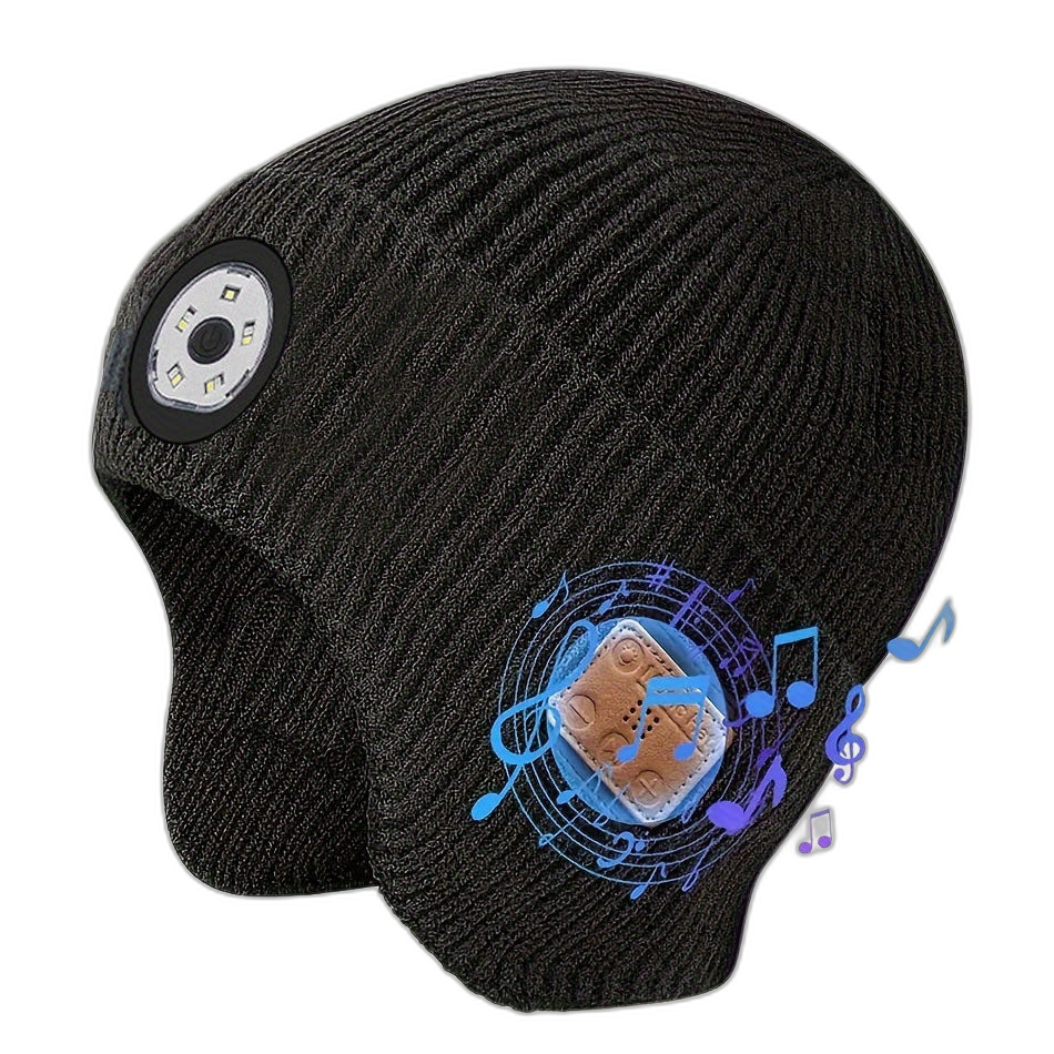 Electronics Essentials USB Rechargeable LED Beanie with ANC Headphones-AML2053