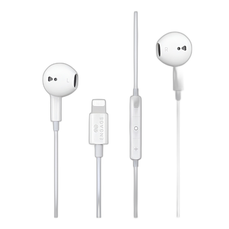Engage MFI Apple Lightning Wired Earphone White EN-LWE