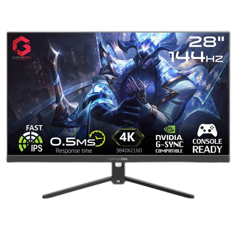 شاشة ألعاب جيم أون مقاس 28 بوصة، UHD، 144 هرتز، IPS، 2.1 HDMI، ثابتة