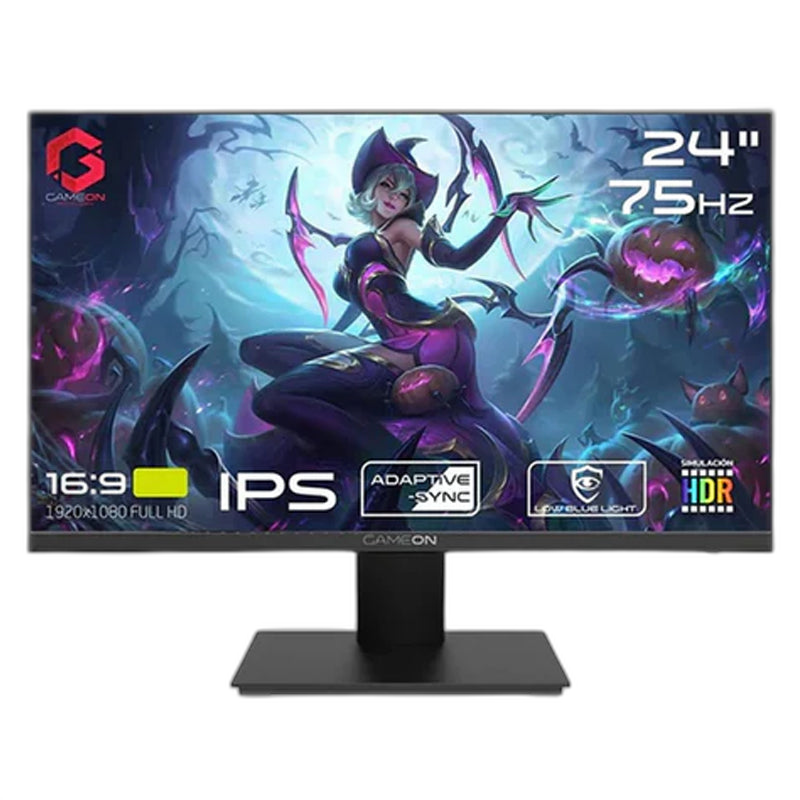 شاشة ألعاب جيم أون GOB24FHD75IPS مقاس 24 بوصة بدقة FHD و75 هرتز و4 مللي ثانية وشاشة IPS مسطحة للألعاب