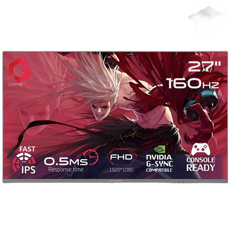 جيم اون شاشة الألعاب GOES27FHD160IPS من سلسلة إسنشيال، مقاس 27 بوصة، بدقة فل إتش دي، ومعدل تحديث 160 هرتز، وزمن استجابة إم بي آر تي 0.5 مللي ثانية، ومنفذ إتش دي إم آي 2.1، وتقنية آي بي إس سريعة (تدعم بلايستيشن 5)