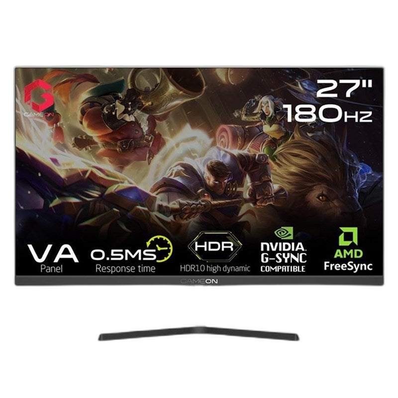 GameOn GOPS27180VA 27" FHD Fast VA, 180 Hz, 0.5 ms, HDMI 2.0 Gaming Monitor (Adaptive Sync and G-Sync Compatible)