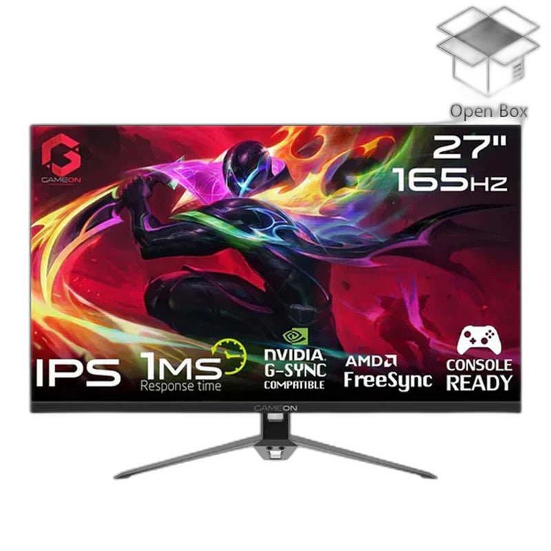 شاشة ألعاب جيم أون GOVE127FHD165 مقاس 27 بوصة بدقة FHD و165 هرتز و1 مللي ثانية مسطحة IPS للألعاب، باللون الأسود - (متوافقة مع وحدة التحكم HDMI 2.1)