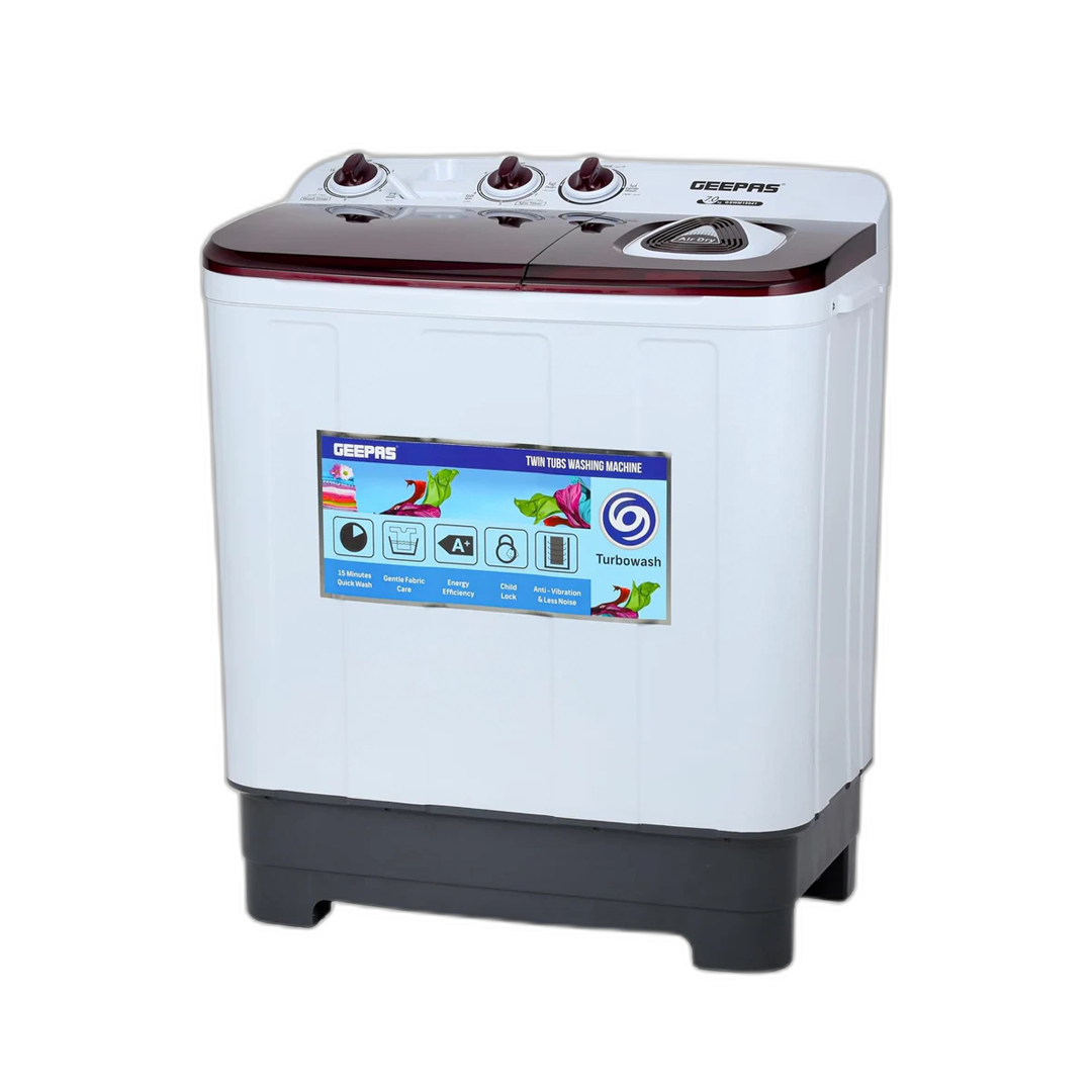 Geepas 7.0 KG Twin Tub Semi-Automatic Washing Machine – Full Knob Control, Top Load