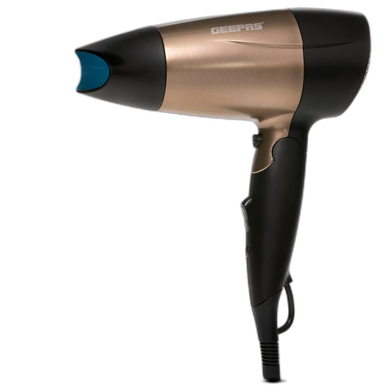 Geepas Mini Travel Hair Dryer – 1600W | 2 Speeds, 2 Heat Settings | Foldable