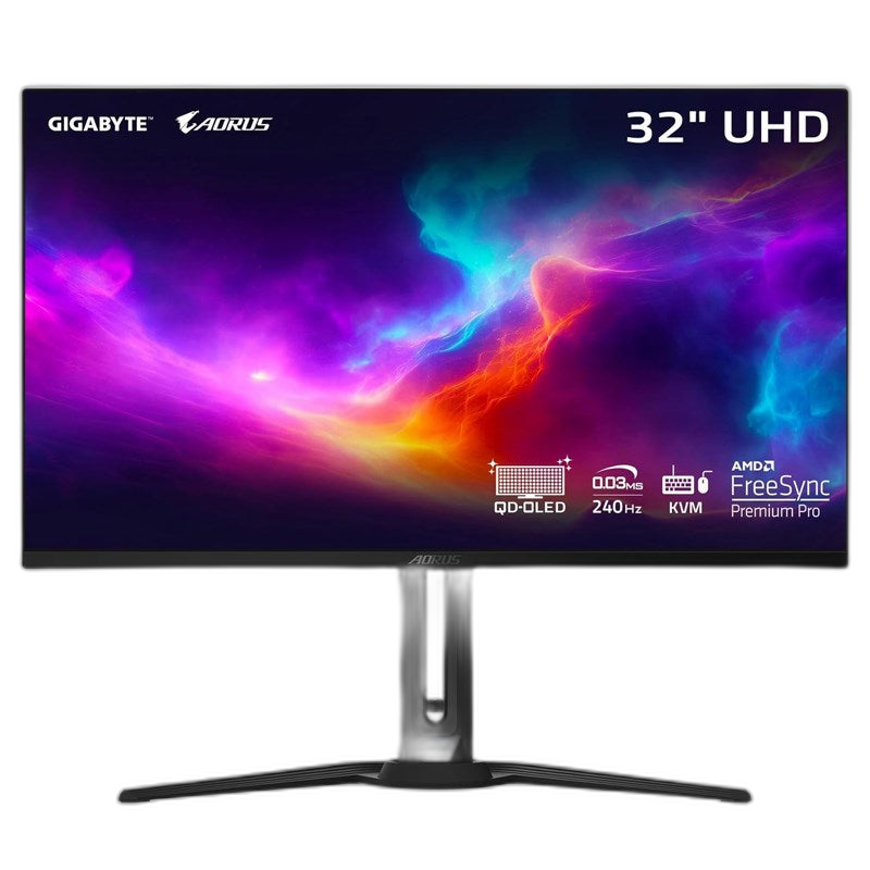 Gigabyte AORUS FO32U2 32" 4K UHD QD-OLED, 240Hz, 0.03ms, HDMI 2.1, FreeSync Premium Pro Gaming Monitor
