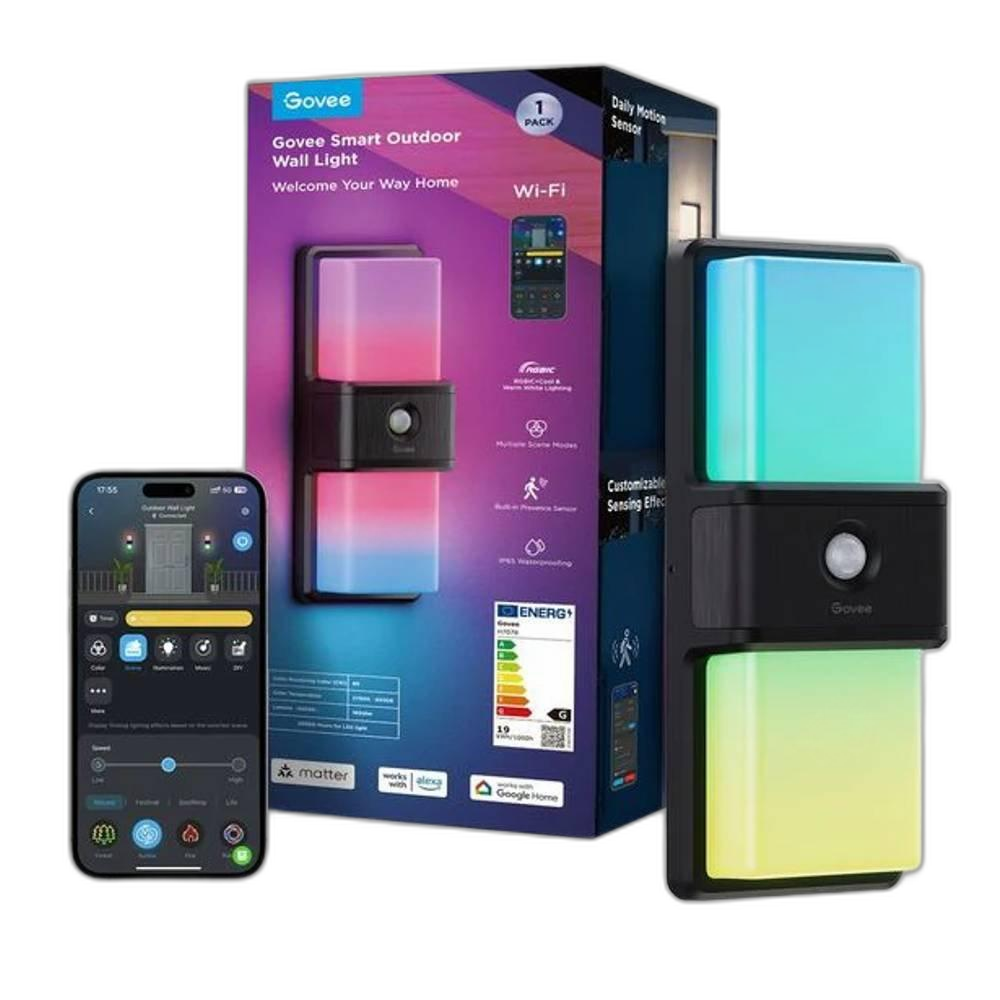 Govee Outdoor Wall Smart Lamp Light, App Controlled, H7078 - Multicolored