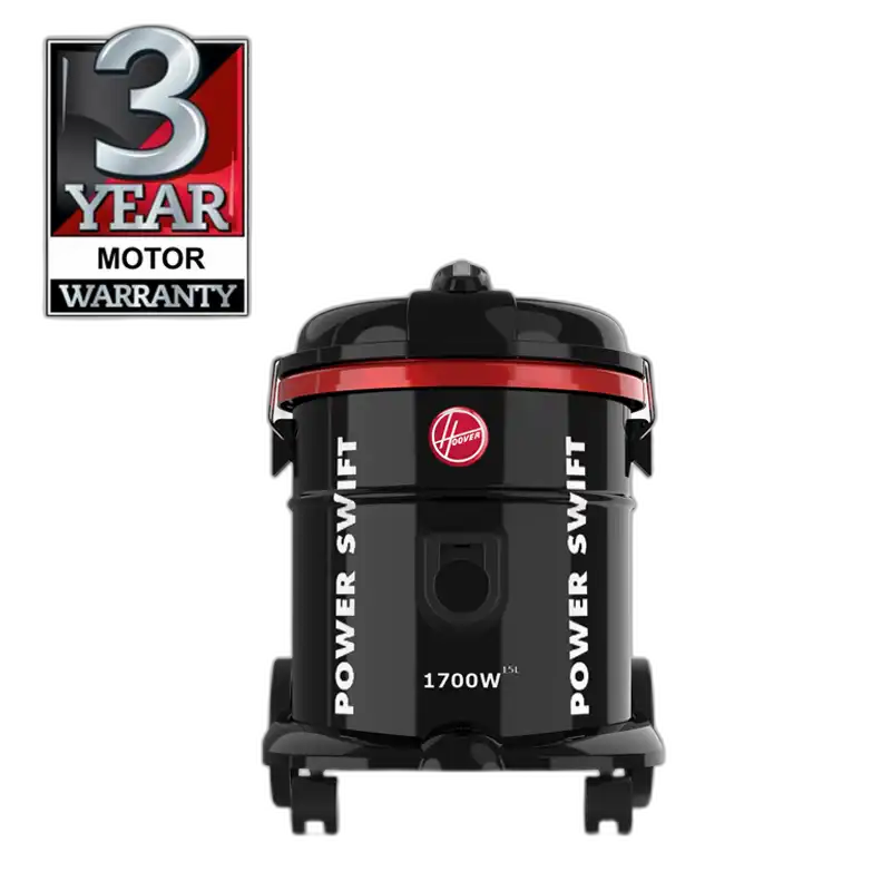 Hoover Drum Vacuum Cleaner 1700 Watts 15 Liters, Black - HT85 T0 ME