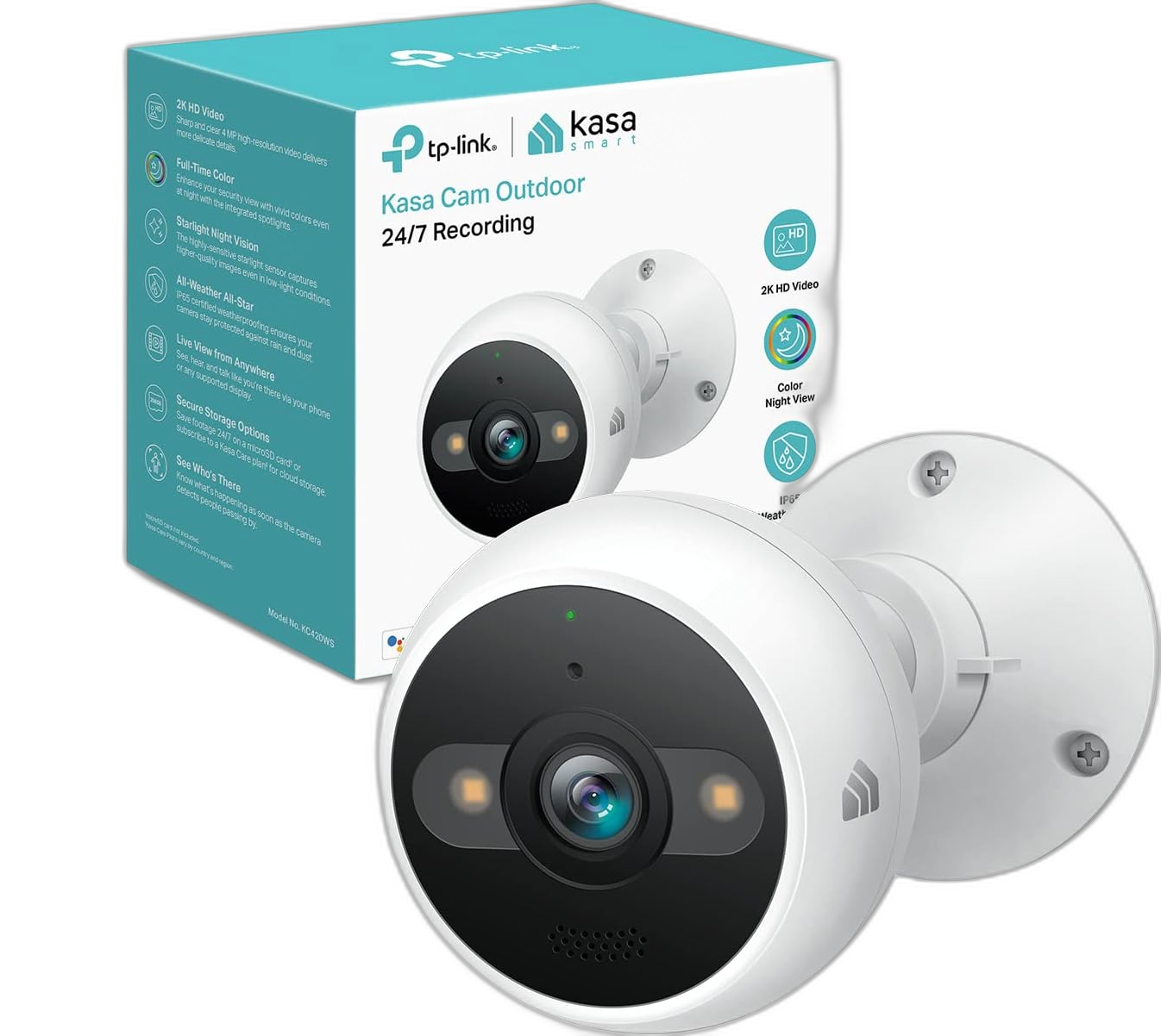 Kasa Smart 2K Camera Camera Outdoor Wired، IP65 - TJraw9p