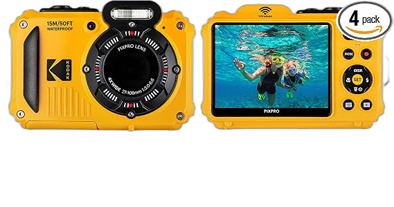 Kodak PIXPRO WPZ2 16MP 4X Zoom Digital Camera (Yellow) (WPZ2YL) Bundle
