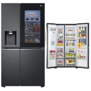 LG Side By Side Refrigerator 617 Liters 21.8 CFT Inverter, Matte Black - GR-X267CQEWAMCQMEA