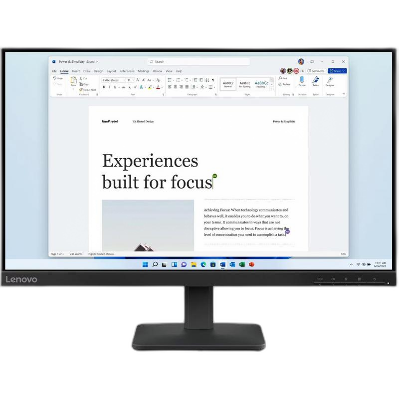 Lenovo L24-4e 23.8" Monitor, WLED, FHD (Full HD), 48 - 100 Hz, 4ms (GtG)