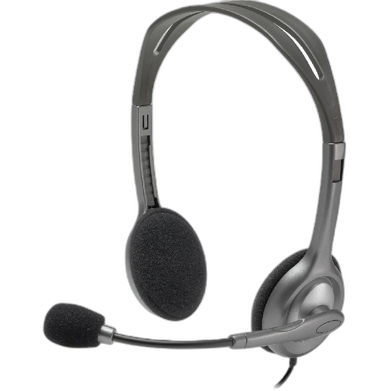 Logitech H110 Stereo On-Ear Headphones, Wired, 3.5 mm Connector, Unidirectional Microphone