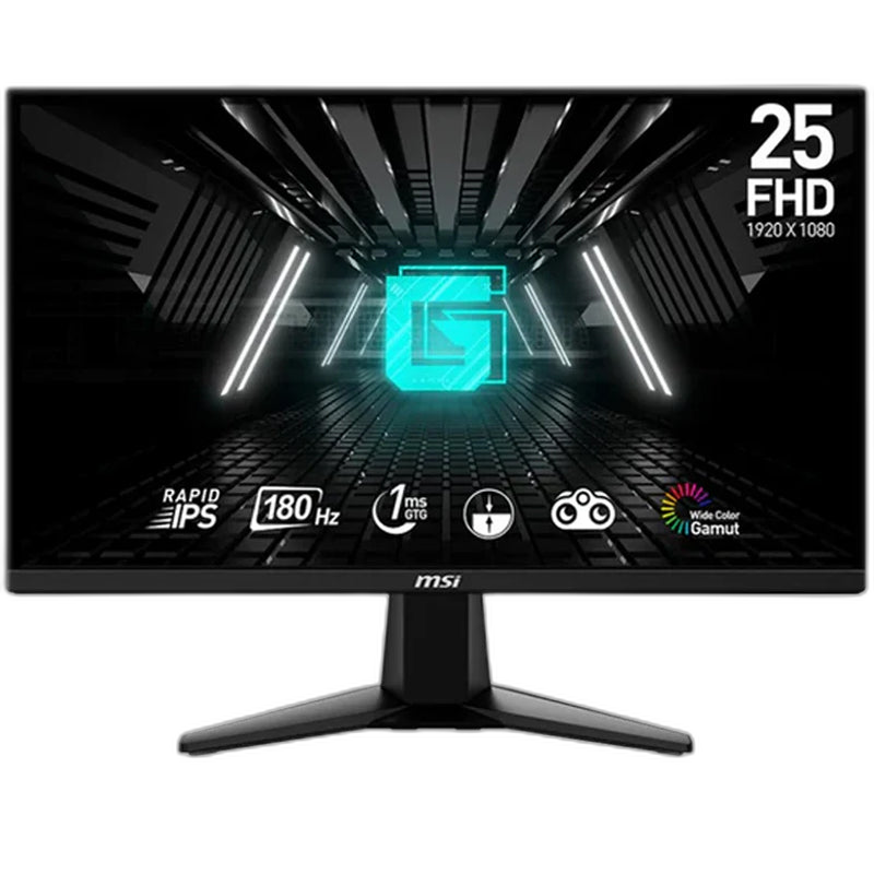 ام اس أي شاشة ألعاب G255F بحجم 24.5 بوصة عالية الدقة نوع اي بي اس، معدل تحديث 180 هرتز، معدل استجابه 1مللي ثانية، تقنية ايه ام دي فري سينك