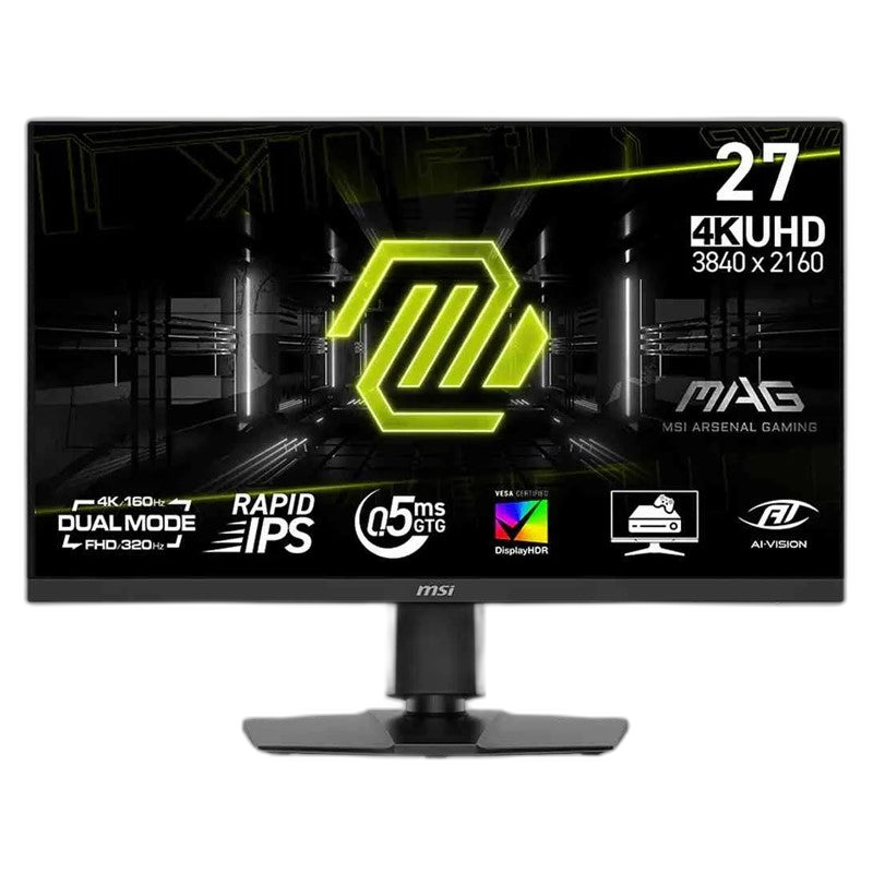 إم إس آي شاشة الألعاب MAG 272URDF E16 مقاس 27 بوصة، وضع مزدوج (4K بتردد 160Hz / FHD بتردد 320Hz)، زمن استجابة 0.5 مللي ثانية، لوحة Rapid IPS