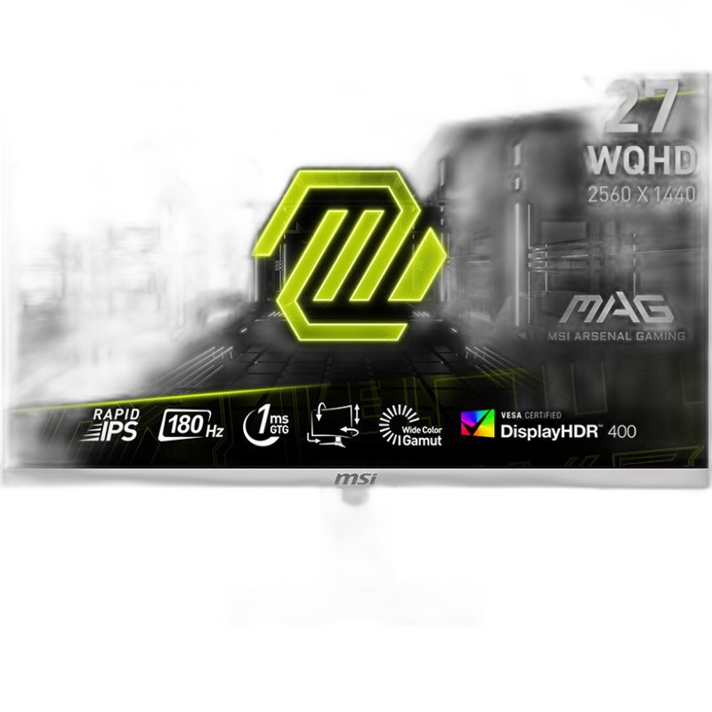 ام اس أي شاشة ألعاب ماج 274QRFW بحجم 27 بوصة، دقة دبليو كيو اتش دي اي بي اس، بمعدل تحديث 180 هرتز، وزمن استجابة 1 مللي ثانية، تقنية ايه ام دي فري سينك