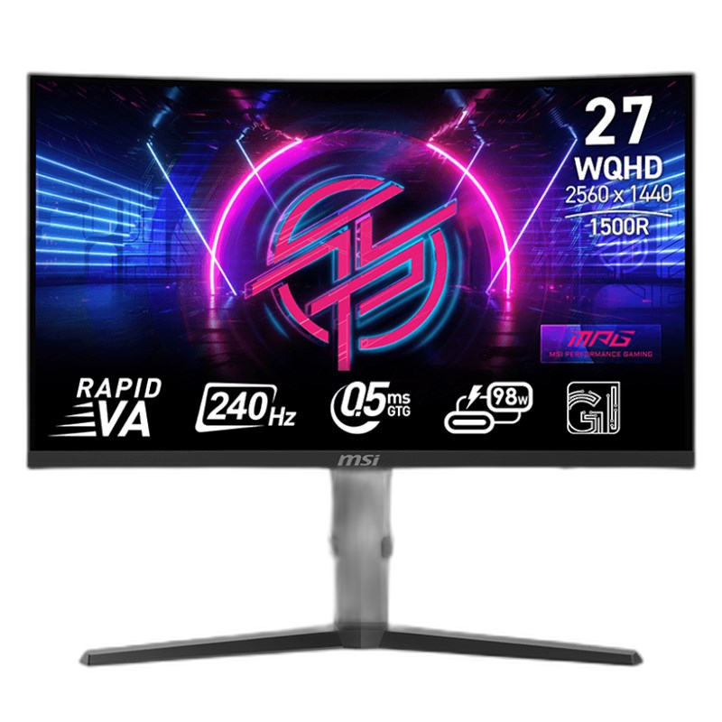 MSI MPG 275CQRXF 27" WQHD Rapid VA, 240Hz, 0.5 ms, Type-C, AMD FreeSync Premium Curved Gaming Monitor