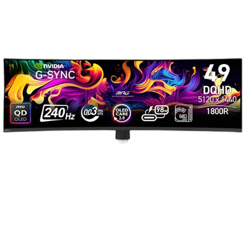 MSI MPG 491CQPX 49" 240 Hz 0.03 ms DQHD HDMI 2.1 QD-OLED Curved Gaming Monitor