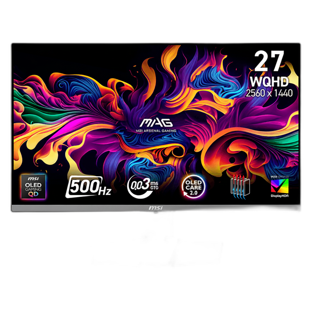 MSI Mag 272QP Qd-oled X50 27" Wqhd 500Hz, 0.03ms, Hdmi 2.1 Gaming Monitor