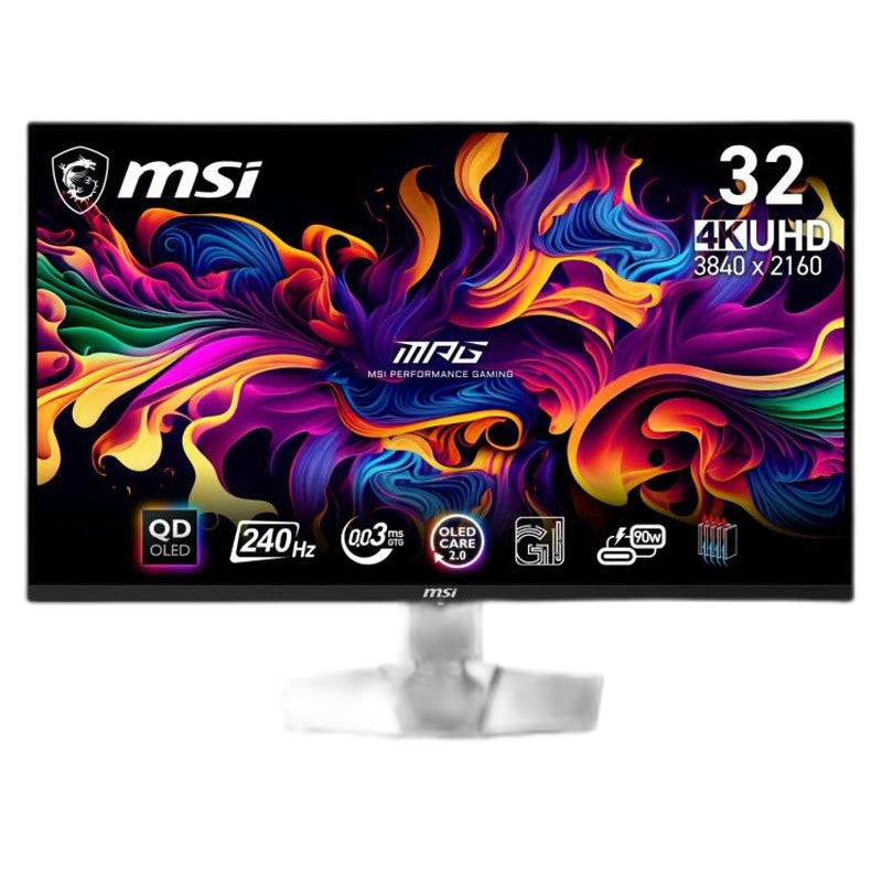 إم إس آي شاشة الألعاب MPG 321URX بحجم 32 بوصة ومعدل تحديث 240 هرتز ودقة 4K UHD ومنفذ HDMI 2.1 وزمن استجابة 0.03 مللي ثانية بتقنية QD