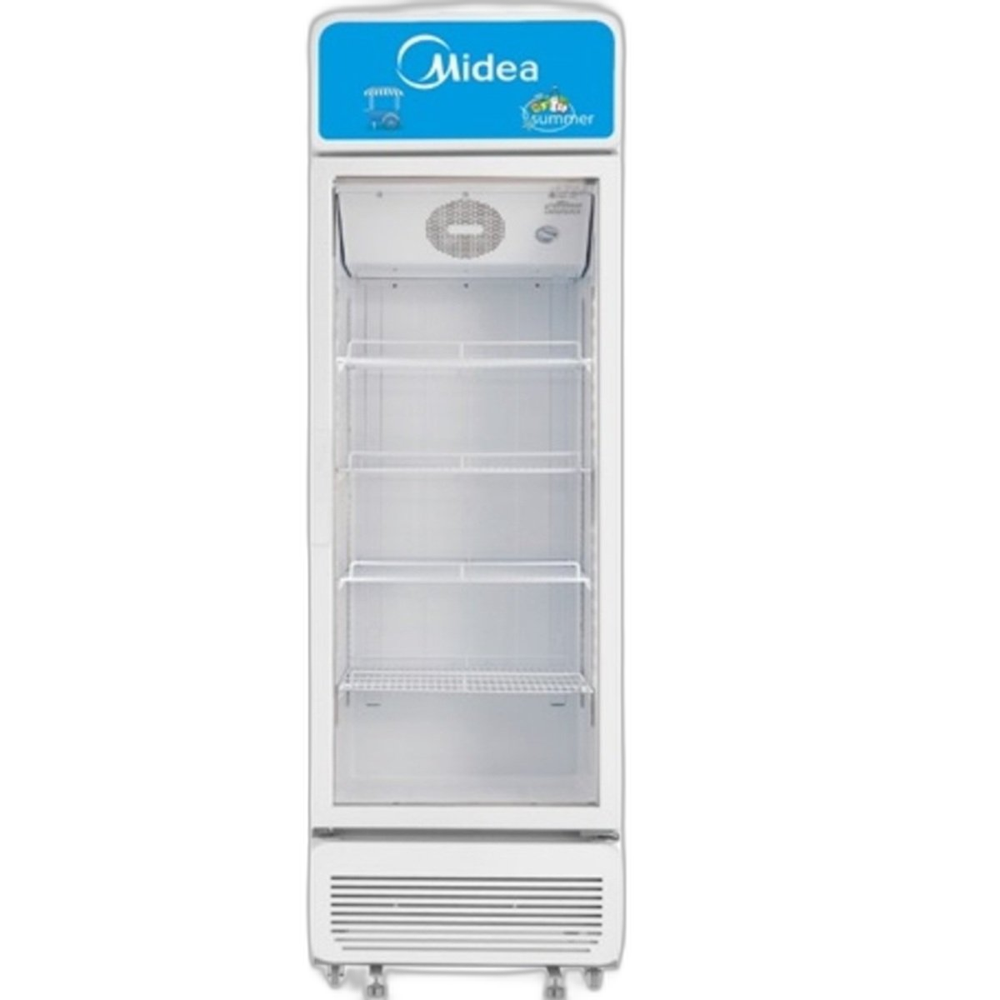 ثلاجة Midea سعة 562L - 416L صافي - باب واحد - زجاج