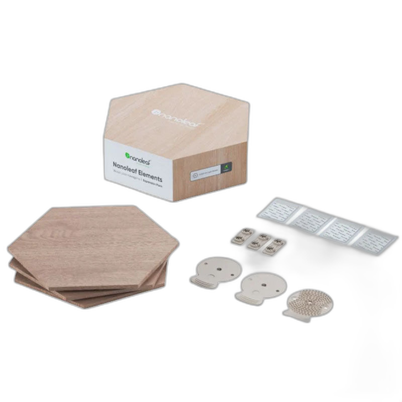 Nanoleaf Elements Wood - Hexagon Look Smarter Light Panels Expansion Pack - 3 Panels - Wood