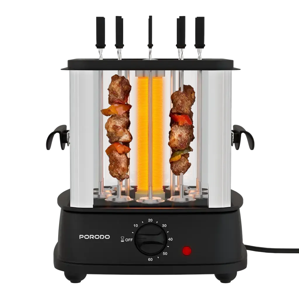 Porodo Electric Grill 900W with 10 Auto-Rotating Skewers