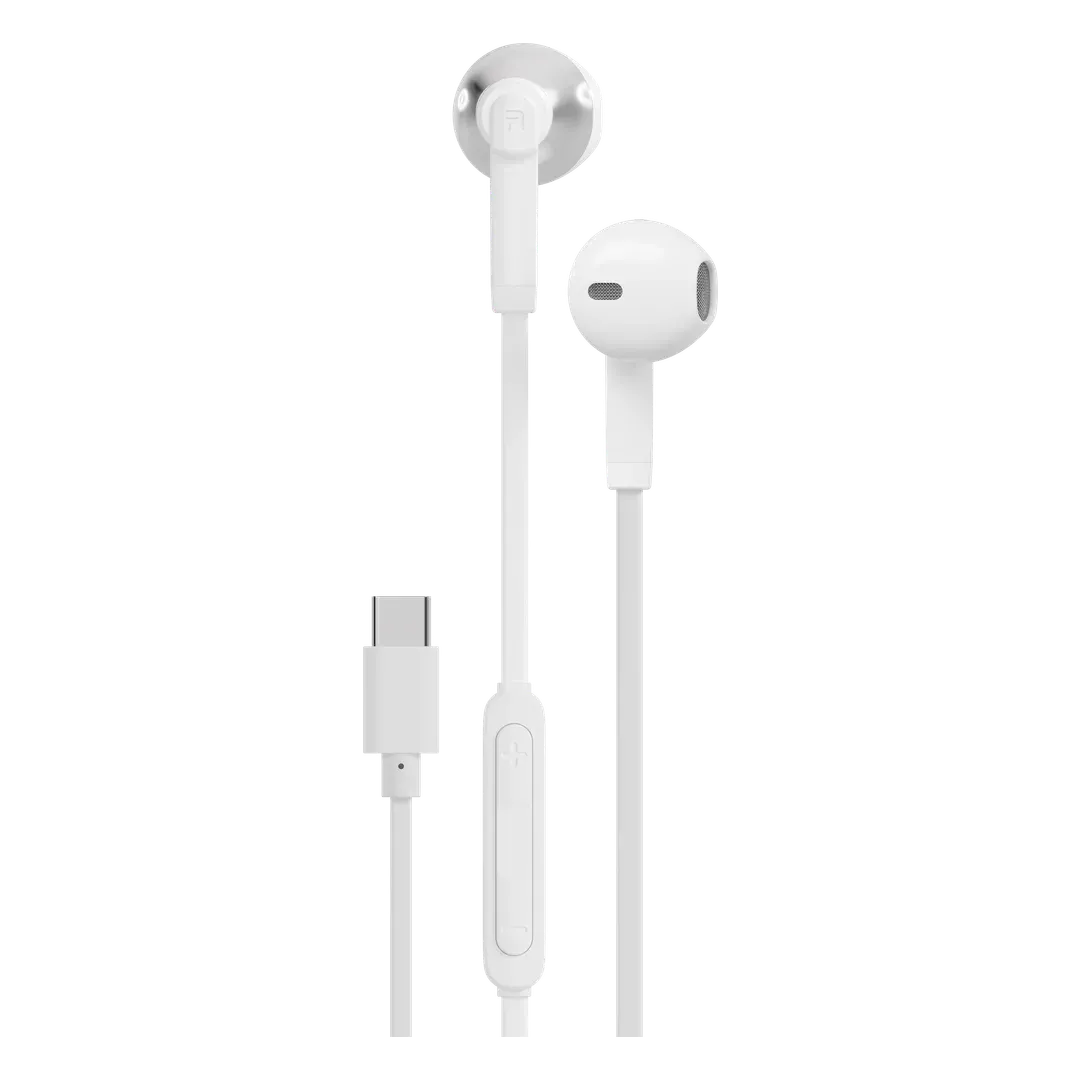 Porodo Soundtec TRACE Semi In-Ear Stereo Earphones-White