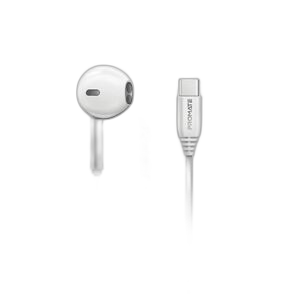 Promate High Fidelity USB-C ENC Mono Wired Earphone, White - LAXI-M.WHITE