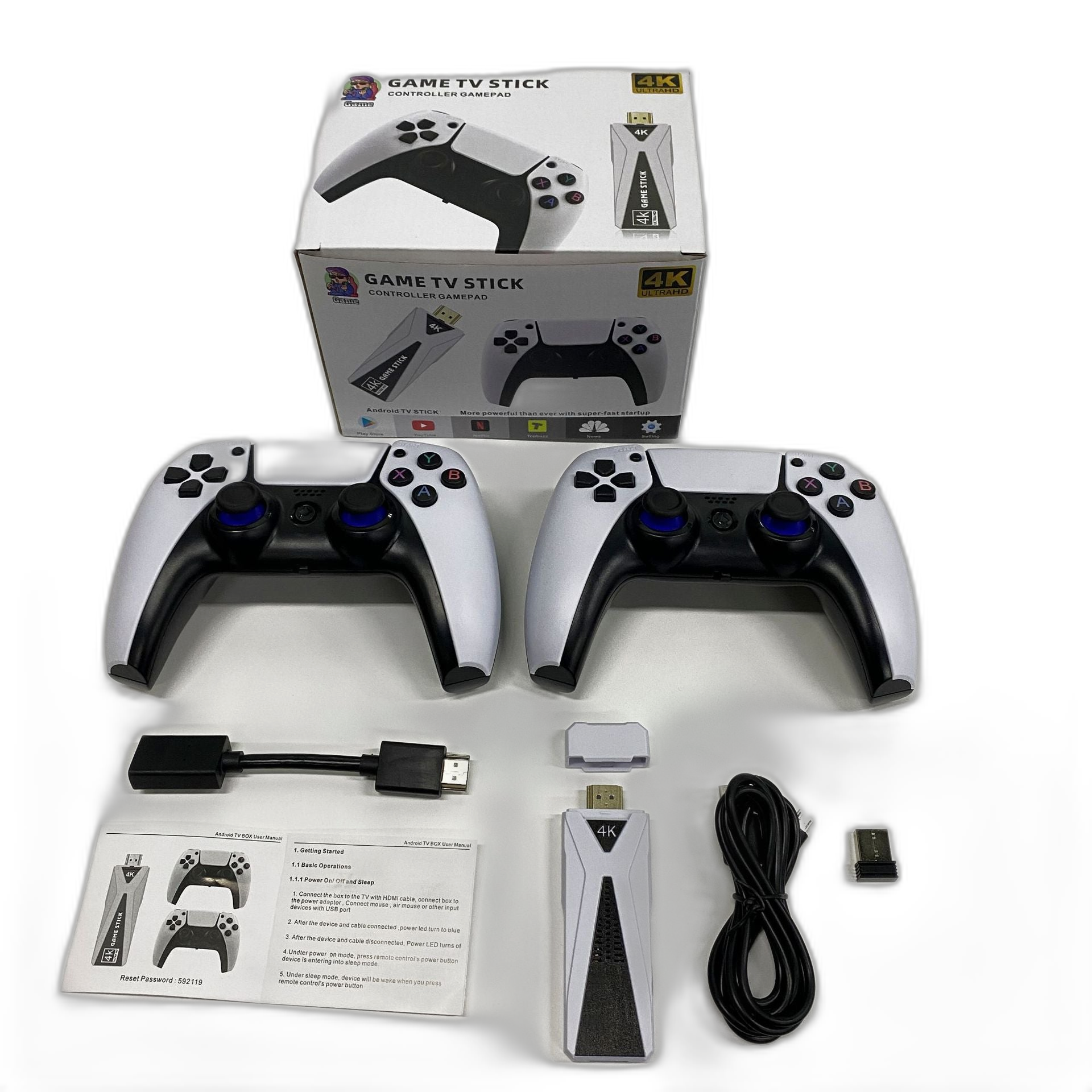Retro Games TV Stick 4k Portable Game Console With Double Game Controller - Model GT68
