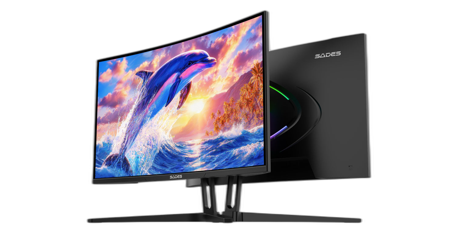 شاشة ألعاب منحنية SADES FS-DOLPHIN | مقاس 27 بوصة | دقة Full HD | معدل تحديث 300 هرتز | زمن استجابة 0.5 مللي ثانية | HDMI 2.1