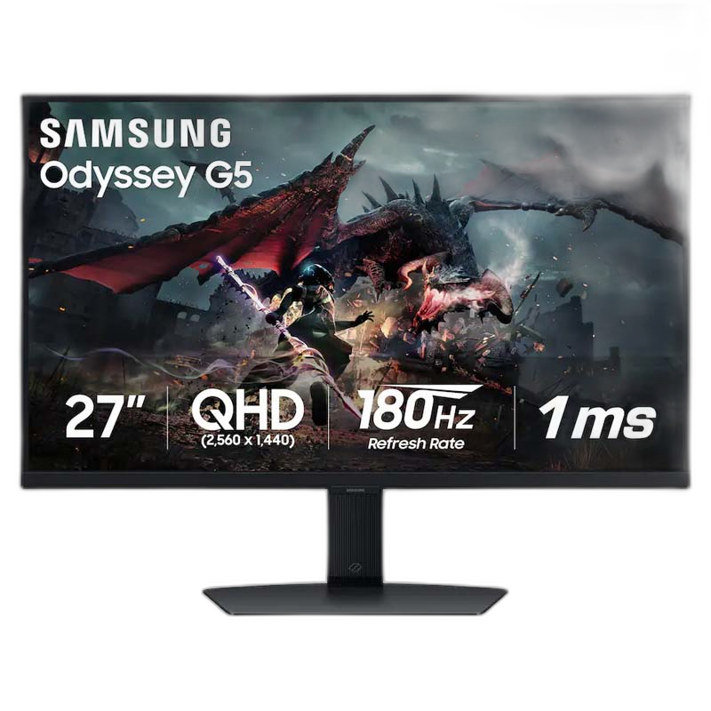 Samsung Odyssey G5 27" QHD Fast IPS, 180 Hz, 1 ms, AMD FreeSync Gaming Monitor