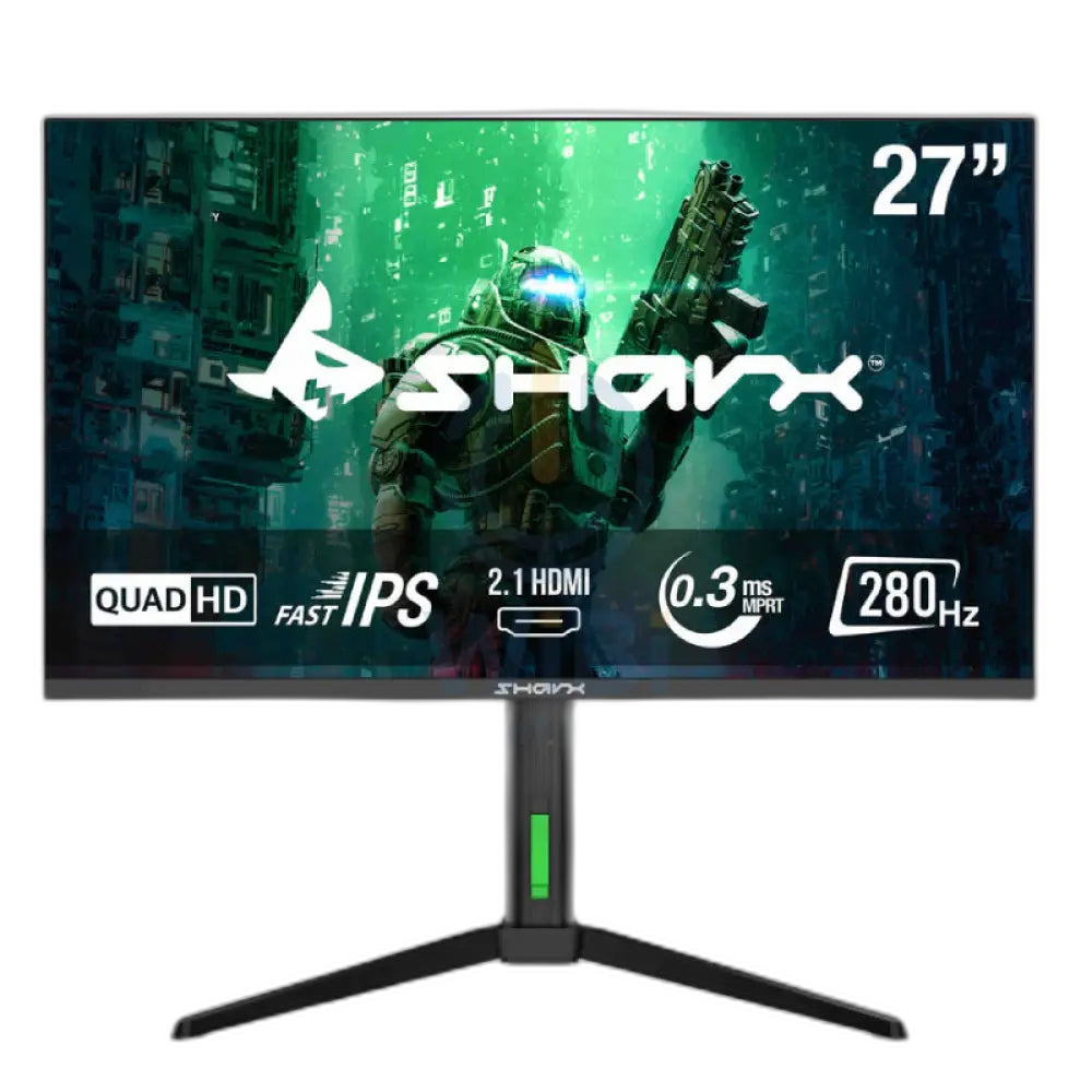 شاشة SHARX للألعاب 27 بوصة QHD - معدل تحديث 280Hz، زمن استجابة 0.3ms، لوحة Fast IPS، HDMI 2.1، قاعدة قابلة للتعديل، إضاءة RGB، دعم Free Sync وG-Sync Compatible - موديل 27Q280I.