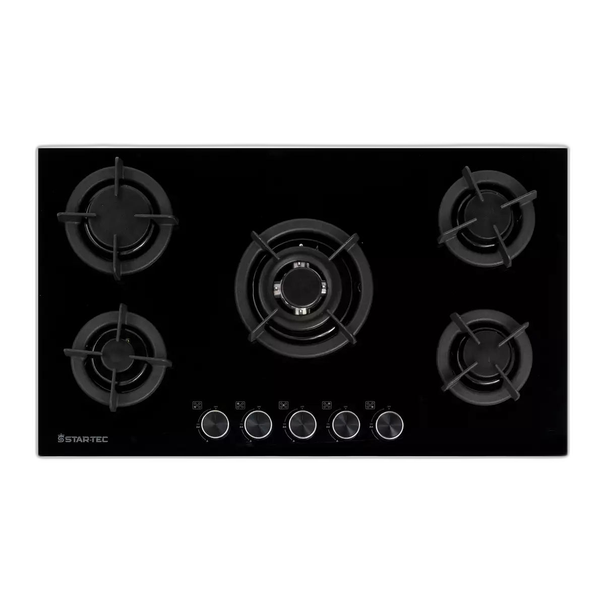 StarTec Built-In Gas Hob 90cm, G5811GCPIL - Black Glass