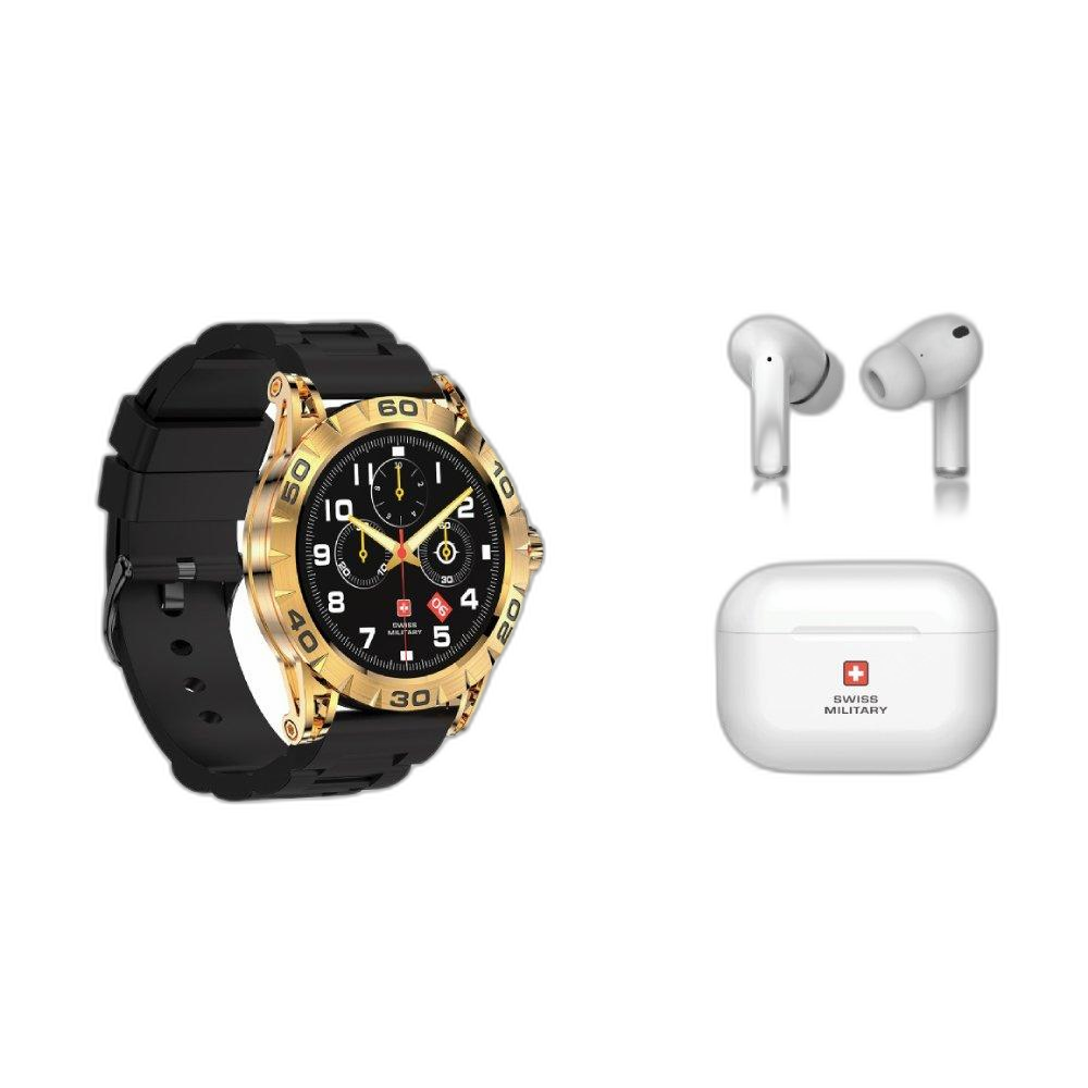 Swiss Military DOM2 Smart Watch, YellowGold Body, Silicon Strap
