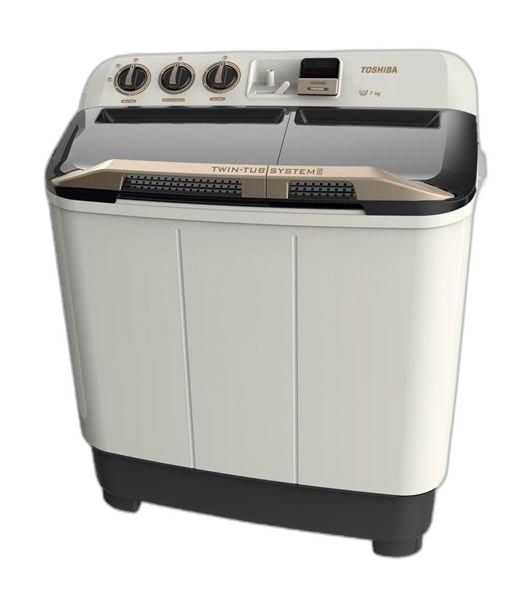 Toshiba Twin Tub Washer, 7kg Washing Capacity, 4.6kg Drying Capacity, VH-H80WB
