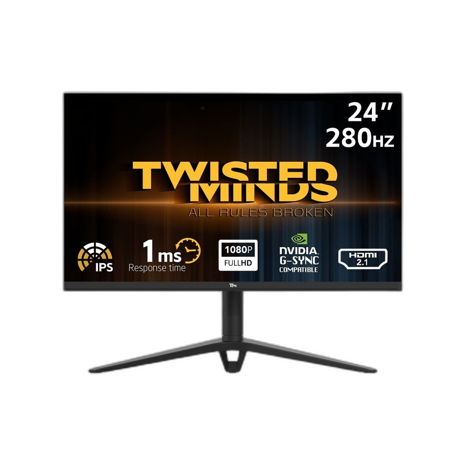 شاشة ألعاب Twisted Minds، مقاس 24 بوصة، بتقنية IPS، وتردد 280 هرتز، وزمن استجابة 1 مللي ثانية، ومنفذ HDMI 2.1، وتقنية HDR، وإضاءة RGB، وإضاءة Lightning