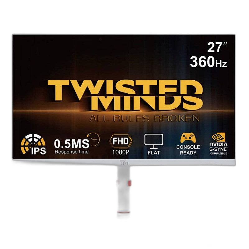 شاشة ألعاب Twisted Minds Frost Series IPS، مقاس 27 بوصة، بدقة FHD، وتردد 360 هرتز، وزمن استجابة 0.5 مللي ثانية، ومنفذ HDMI 2.1، وتقنية HDR.