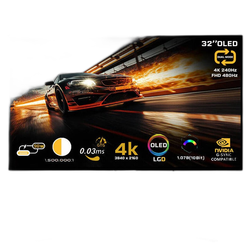 تويستيد مايندز شاشة الألعاب32 بوصة بريستيج اكس سيريس OLED ثنائية الوضع (4K 240Hz/ FHD 480Hz)، زمن استجابة 0٫3 ملي ثانية، اتش دي ام اي 2٫1