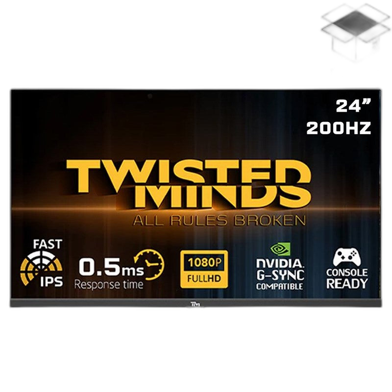 تويستد مايندز شاشة الألعاب TM24FHD200IPS بليز سيريس مقاس 24 بوصة، بدقة FHD، ومعدل تحديث 200Hz، وزمن استجابة 0.5ms، ومنفذ HDMI 2.1، ولوحة Fast IPS