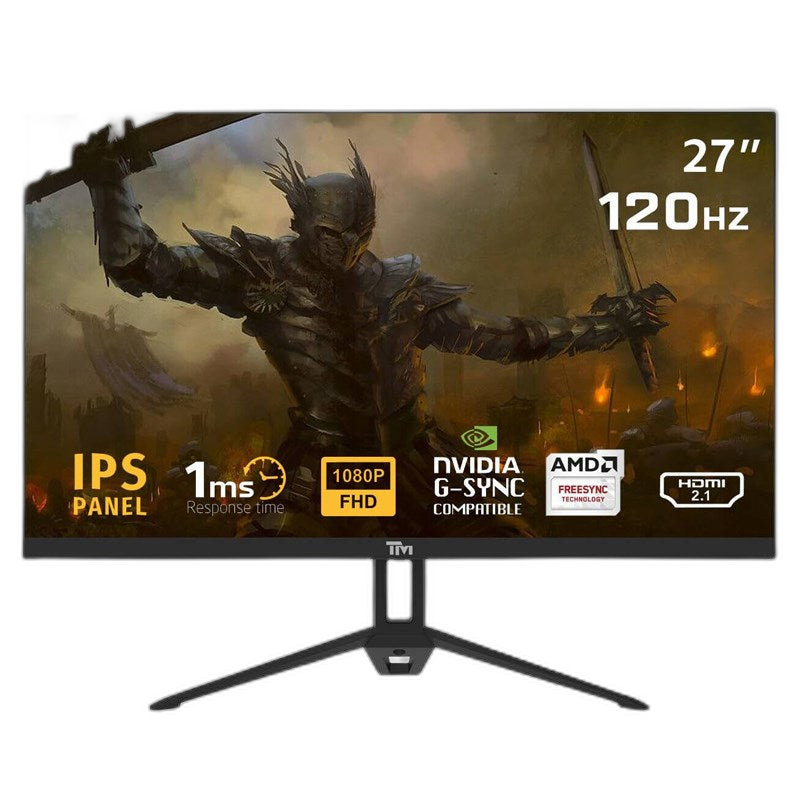 تويستد مايندز شاشة الألعاب TM27120FAE ECO Series مقاس 27 بوصة بدقة FHD، معدل تحديث 120 هرتز، زمن استجابة 1 مللي ثانية، منافذ HDMI 2.1 وDP 1.4، لوحة IPS