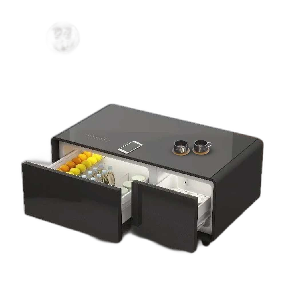 Unique Smart Coffee Table with 93L Refrigerator and Freezer, Built-in Wireless Charger, Speaker and 3 USB Ports